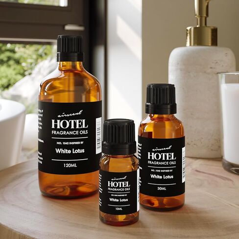 Airscent Hotel Diffuser Oil مستوحى من رائحة فندق Lotus White - زيت العطر الممتاز رقم 1042 للموجات فوق الصوتية وناشرهم بدون ماء وصياغة - 10 مل ، زجاجة زجاجية 0.34 FL مع قطارة in Kuwait