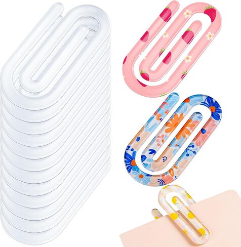 12 Pcs Sublimation Paper Clips Blanks Jumbo, 4x2 Inch Jumbo Paper Clips Clear for Heat Transfer DIY Design, Acrylic Sublimation Blanks for Crafts, Gifts, Home, Office, School Use (4x2inch (12Pcs)) in Saudi Arabia