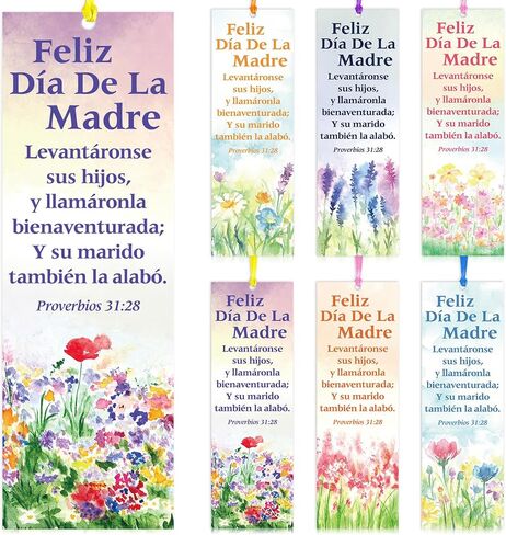 60 Pcs Spanish Happy Mother's Bookmark Proverbios 31: 28 Mother's Gift Bookmarks Religious Inspirational Bookmarks Regalos Cristianos En Español for Church Women Mom Appreciation Gift in Saudi Arabia