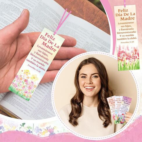 60 Pcs Spanish Happy Mother's Bookmark Proverbios 31: 28 Mother's Gift Bookmarks Religious Inspirational Bookmarks Regalos Cristianos En Español for Church Women Mom Appreciation Gift in Saudi Arabia
