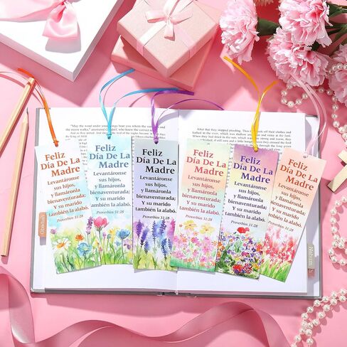 60 Pcs Spanish Happy Mother's Bookmark Proverbios 31: 28 Mother's Gift Bookmarks Religious Inspirational Bookmarks Regalos Cristianos En Español for Church Women Mom Appreciation Gift in Saudi Arabia