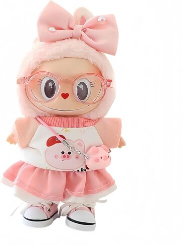 Labubu Clothes, labubu Outfit, Labubu Keychain Accessories, Cute Kawaii Fashion Skirt Overalls Set 6 Pieces for 15cm & 17cm Labubu, Hats Clothes for Labubu (No Doll) in Saudi Arabia