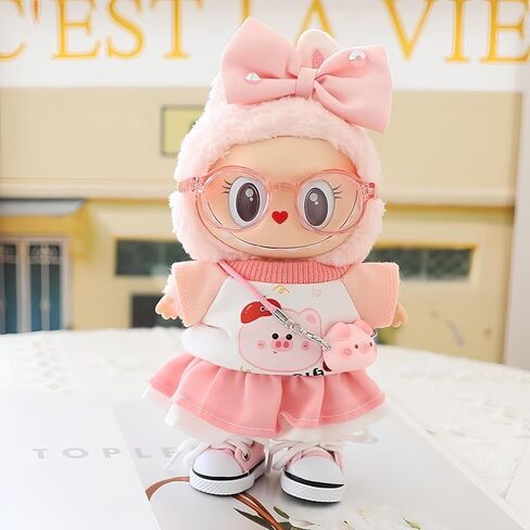 Labubu Clothes, labubu Outfit, Labubu Keychain Accessories, Cute Kawaii Fashion Skirt Overalls Set 6 Pieces for 15cm & 17cm Labubu, Hats Clothes for Labubu (No Doll) in Saudi Arabia