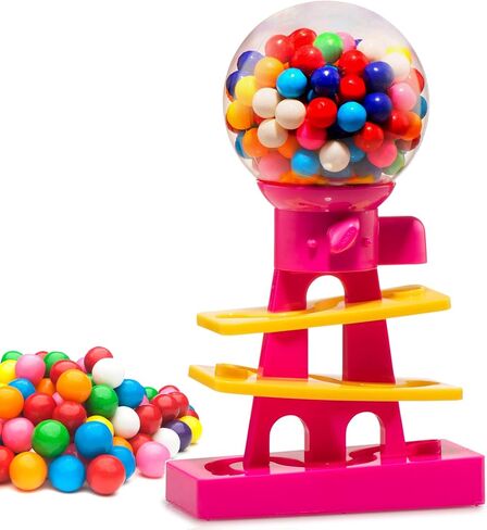 Tower Gumball Machine for Kids - 10" Gum Machine Toy Bank - Candy Machine Dispenser Includes 25 Dubble Bubble Gum Balls - Candy Dispenser Machine Christmas Gift Toys for Girls and Boys - Playo (Pink) in Kuwait