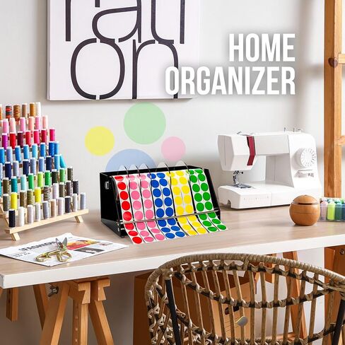 Multi-Use Small Label Dispenser for Rolls of Sticker Labels - 5.67"x 7.83"x4.72", Heavy-Duty, Wall-Mountable Acrylic Sticker Roll Dispenser, Anti-Slip (Small Black) in Kuwait