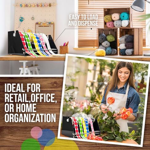 Multi-Use Small Label Dispenser for Rolls of Sticker Labels - 5.67"x 7.83"x4.72", Heavy-Duty, Wall-Mountable Acrylic Sticker Roll Dispenser, Anti-Slip (Small Black) in Kuwait