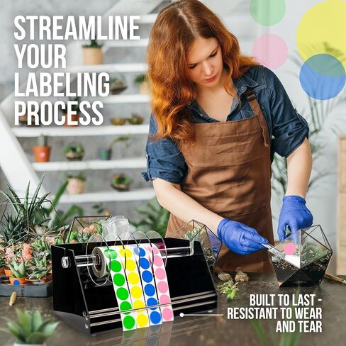 Multi-Use Small Label Dispenser for Rolls of Sticker Labels - 5.67"x 7.83"x4.72", Heavy-Duty, Wall-Mountable Acrylic Sticker Roll Dispenser, Anti-Slip (Small Black) in Kuwait