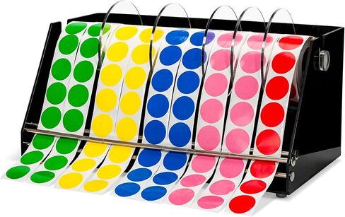 Multi-Use Small Label Dispenser for Rolls of Sticker Labels - 5.67"x 7.83"x4.72", Heavy-Duty, Wall-Mountable Acrylic Sticker Roll Dispenser, Anti-Slip (Small Black) in Kuwait