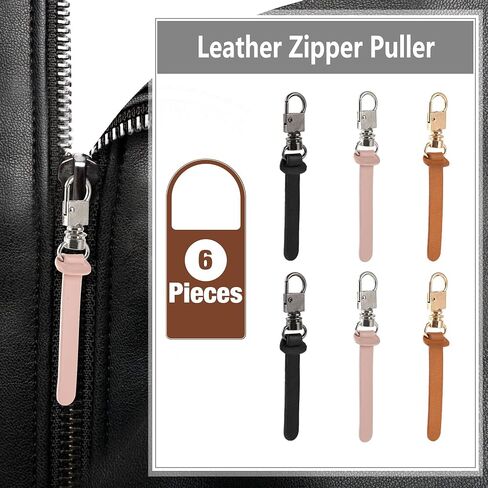 Deoward Zipper Pull Replacement Leather Handle Repair Zipper Tab for Luggage, Backpacks, Suitcases, Jackets, Purses, Handbags (6 PCS) in Kuwait