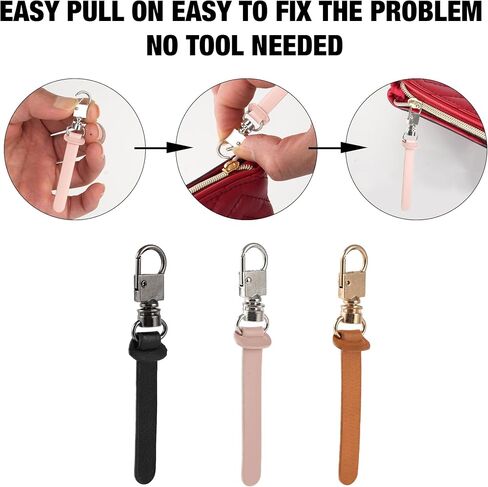 Deoward Zipper Pull Replacement Leather Handle Repair Zipper Tab for Luggage, Backpacks, Suitcases, Jackets, Purses, Handbags (6 PCS) in Kuwait
