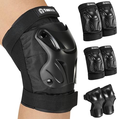 Skating Protective Gear Adult Knee and Elbow Pads Wrist Guards for Roller Skating Skateboarding, Skate Pads Adult Knee Pads for Men Women Black in Kuwait