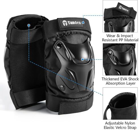 Skating Protective Gear Adult Knee and Elbow Pads Wrist Guards for Roller Skating Skateboarding, Skate Pads Adult Knee Pads for Men Women Black in Kuwait