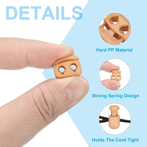 PATIKIL Spring Cord Lock, 10 Pack Elastic Toggle Stopper Double Hole String Lock Fastener Slider End for Paracord, Camping, Hiking, Shoelace Replacement, White in Kuwait