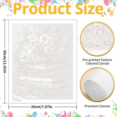 2 Pack Flower Paint by Numbers Kit for Adults, Book Paint by Numbers for Adults, DIY Adult Painting by Numbers Beginners on Canvas Acrylic for Home Wall Art Decor 12x16Inch (Rolled Package) in Kuwait