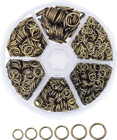Mandala Crafts Assorted Antique Brass Jump Rings Jewelry Findings Metal O Rings for Jewelry Making Supplies - 1250 4mm to 10mm Small Open Jump Rings Kit for Necklace Earring in Saudi Arabia