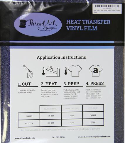 Threadart Navy 10 "x 12" Glitter Transe Transfer Vinyl Sheets | 12 ورقة حزمة حزمة | ألوان بريق | متوافق مع الكريكوت صورة ظلية و Cameo | HTV in Kuwait