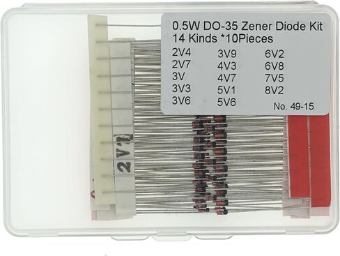 14values*10=140PCS BZX55C Series 0.5W DO-35 Zener Diode Assortment Kit (3V3 4V7 5V1 6V2 6V8 8V2 10V 12V 15V 16V 18V 20V 24V 30V) in Kuwait