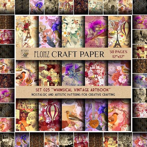Scrapbook Paper (30 pages 12"x12") Vintage Blooms: Elegant Antique Floral Designs for Timeless and Sophisticated Paper Creations FLONZ Vintage Styled Double Sided Paper Pad for Craft Cardmaking in Saudi Arabia