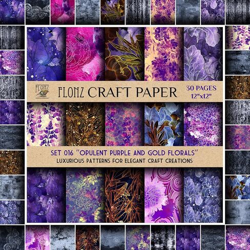 Scrapbook Paper (30 pages 12"x12") Vintage Blooms: Elegant Antique Floral Designs for Timeless and Sophisticated Paper Creations FLONZ Vintage Styled Double Sided Paper Pad for Craft Cardmaking in Saudi Arabia