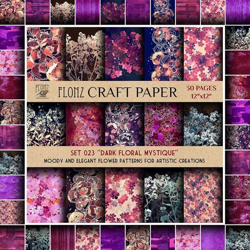Scrapbook Paper (30 pages 12"x12") Vintage Blooms: Elegant Antique Floral Designs for Timeless and Sophisticated Paper Creations FLONZ Vintage Styled Double Sided Paper Pad for Craft Cardmaking in Saudi Arabia