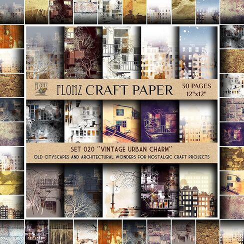 Scrapbook Paper (30 pages 12"x12") Vintage Blooms: Elegant Antique Floral Designs for Timeless and Sophisticated Paper Creations FLONZ Vintage Styled Double Sided Paper Pad for Craft Cardmaking in Saudi Arabia