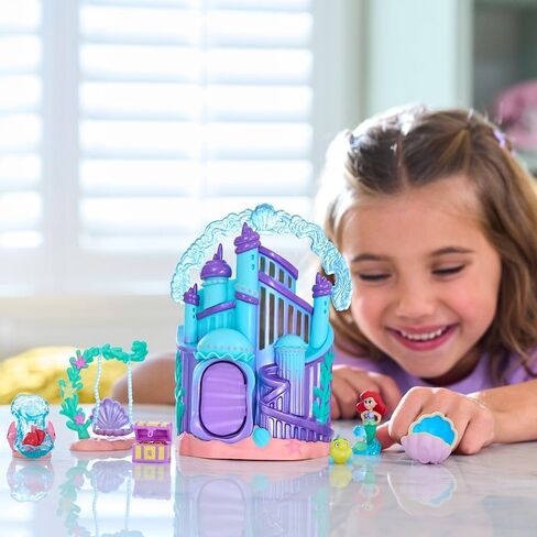DISNEY STORE Official Frozen Castle Micro Play Set, Micro Toy Set Includes Elsa, Anna & Olaf Micro Figures, Travel Toy Portable Playset with Handle, Travel Toys with Surprise Reveals in Saudi Arabia