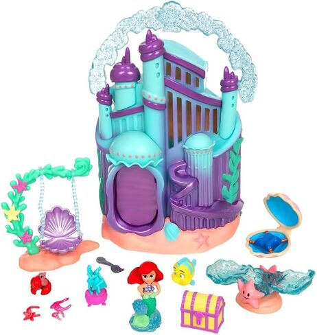DISNEY STORE Official Frozen Castle Micro Play Set, Micro Toy Set Includes Elsa, Anna & Olaf Micro Figures, Travel Toy Portable Playset with Handle, Travel Toys with Surprise Reveals in Saudi Arabia