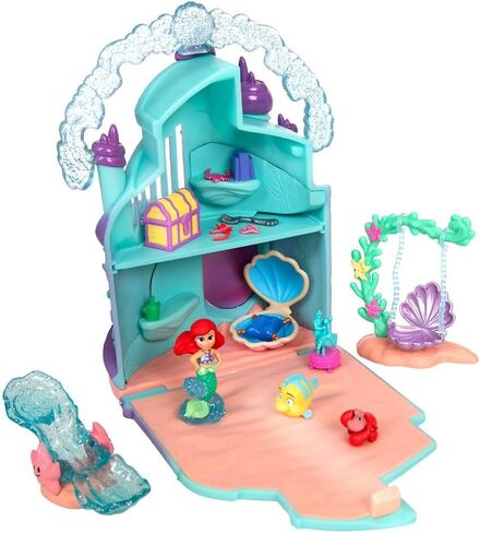 DISNEY STORE Official Frozen Castle Micro Play Set, Micro Toy Set Includes Elsa, Anna & Olaf Micro Figures, Travel Toy Portable Playset with Handle, Travel Toys with Surprise Reveals in Saudi Arabia