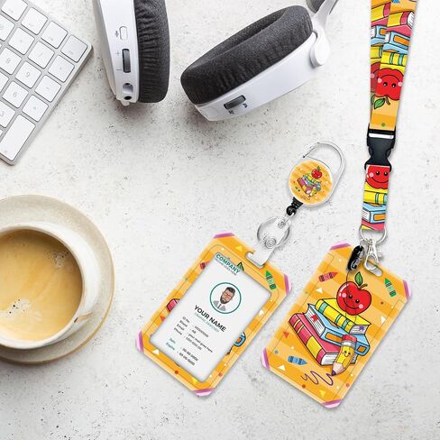 Teacher Lanyards for Id Badges Ajustable, Cute Apple Badge Reel Heavy Duty with Carabiner Clip, Fashionable ID Badge Holder with Breakaway Lanyard for Women Work Office Nurse Doctor Student Gifts in Saudi Arabia