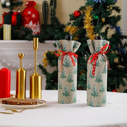 Perseverance Trade Christmas Gift Bags Pack of 2 Wine Bottle Bags Multicolor Snowflake with Ribbon Reusable Wine Bottle Covers for Christmas Wedding Birthday Travel Holiday Party in Saudi Arabia