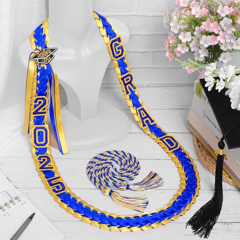 Graduation Lei Class of 2025 Money Leis for Graduation 2025 Ribbon Lei with Braided Necklace Glitter Patches for Him Her High School College Congrats Grad Gifts Party Supplies in Saudi Arabia