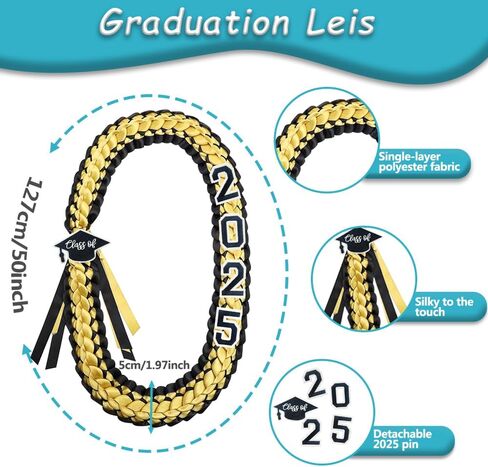 2025 Graduation Honor Ribbon Leis, Graduation Leis Class, Gift Braided for Men and Women (Blue White) in Kuwait