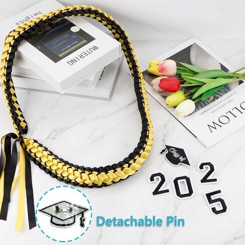 2025 Graduation Honor Ribbon Leis, Graduation Leis Class, Gift Braided for Men and Women (Blue White) in Kuwait