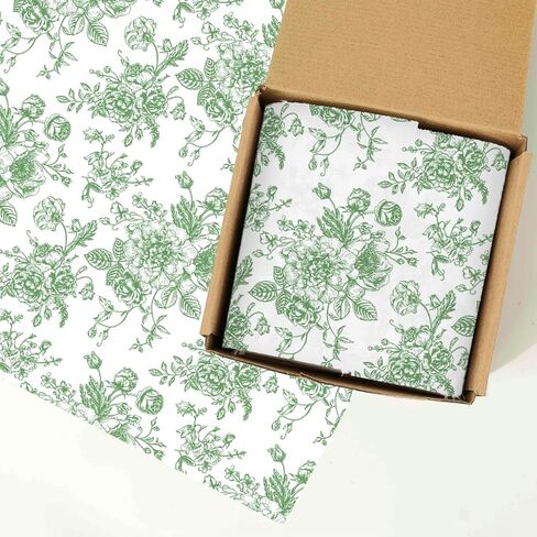 anydesign 80 أوراق Sage Green Floral Tissue Paper Chinoiserie Flower Gift Paper Paper Vintage Decorative Art Paper لعيد ميلاد الحرف DIY ، 14 × 20 بوصة in Saudi Arabia