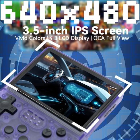 R40S Pro Handheld Game Console 3.5-in 640*480 IPS OCA Screen ArkOS 2.0 RK3326 r40spro with Portable Case Transparent Purple-64GBVer. in Saudi Arabia
