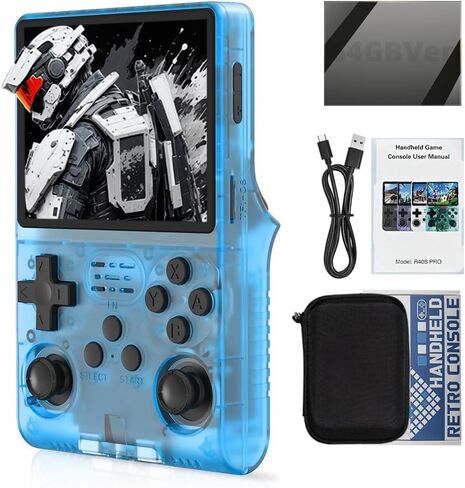 R40S Pro Handheld Game Console 3.5-in 640*480 IPS OCA Screen ArkOS 2.0 RK3326 r40spro with Portable Case Transparent Purple-64GBVer. in Saudi Arabia