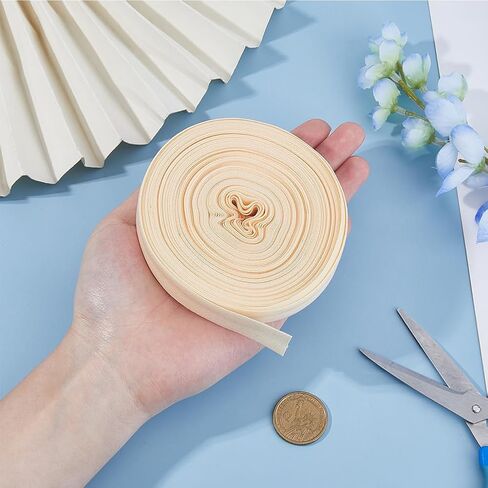 Hobbspring 3/4 inch Single Fold Bias Tape 21.87 Yards Beige Prefolded Binding Tape Polyester Natural Webbing Bulk Tape for Sewing, Decoration, Hemming and Seaming in Kuwait