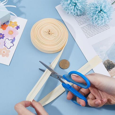 Hobbspring 3/4 inch Single Fold Bias Tape 21.87 Yards Beige Prefolded Binding Tape Polyester Natural Webbing Bulk Tape for Sewing, Decoration, Hemming and Seaming in Kuwait