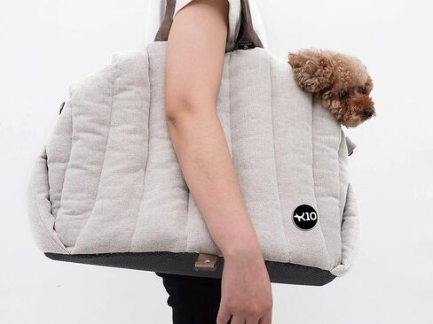 K10 Car-Go Tote - Dual Purpose Pet Tote and Dog Car Seat - Carry Your Dog or cat Safely with Harness Attachment - Attach The Bag to a Car Seat to use as a Pet Carrier (Oatmeal Beige) in Kuwait