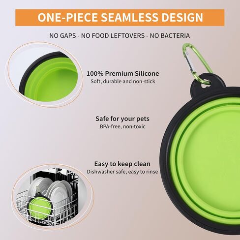Collapsible Dog Bowls for Travel 2-Pack Dog Portable Water Bowl for Dogs Cats Foldable Feeding Watering Dish for Traveling Camping Walking with 2 Carabiners (Blue Yellow) in Saudi Arabia