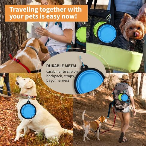 Collapsible Dog Bowls for Travel 2-Pack Dog Portable Water Bowl for Dogs Cats Foldable Feeding Watering Dish for Traveling Camping Walking with 2 Carabiners (Blue Yellow) in Saudi Arabia
