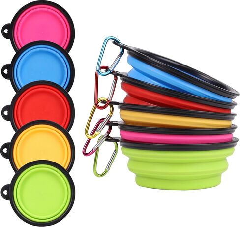 Collapsible Dog Bowls for Travel 2-Pack Dog Portable Water Bowl for Dogs Cats Foldable Feeding Watering Dish for Traveling Camping Walking with 2 Carabiners (Blue Yellow) in Saudi Arabia