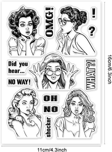 GLOBLELAND Steampunk Lady Clear Stamps for DIY Scrapbooking Gear Lady Silicone Stamp Seals Transparent Stamp for Cards Making Photo Album Journal Decoration 6.3×4.33inch in Saudi Arabia