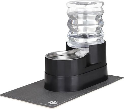Automatic Pet Waterer, Base Raised Cat Water Dispenser, Gravity Stainless Steel Dog Water Feeder with Waterproof Pad (Black, 5L) in Saudi Arabia