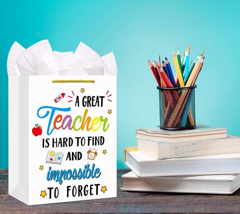 أكياس هدايا معلم FACRAFT مع مقبض -11.5 "حقيبة هدايا تقدير كبير للمعلمين مع هدايا التخرج في نهاية العام للمعلمين للمعلمين هدايا عيد الميلاد للمعلمين in Kuwait