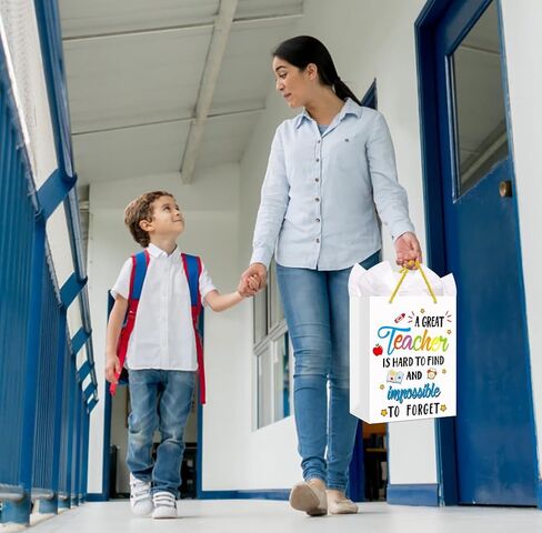 أكياس هدايا معلم FACRAFT مع مقبض -11.5 "حقيبة هدايا تقدير كبير للمعلمين مع هدايا التخرج في نهاية العام للمعلمين للمعلمين هدايا عيد الميلاد للمعلمين in Kuwait