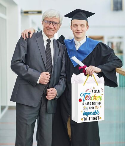 أكياس هدايا معلم FACRAFT مع مقبض -11.5 "حقيبة هدايا تقدير كبير للمعلمين مع هدايا التخرج في نهاية العام للمعلمين للمعلمين هدايا عيد الميلاد للمعلمين in Kuwait