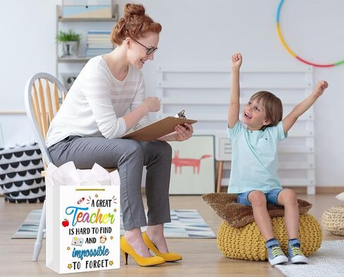 أكياس هدايا معلم FACRAFT مع مقبض -11.5 "حقيبة هدايا تقدير كبير للمعلمين مع هدايا التخرج في نهاية العام للمعلمين للمعلمين هدايا عيد الميلاد للمعلمين in Kuwait