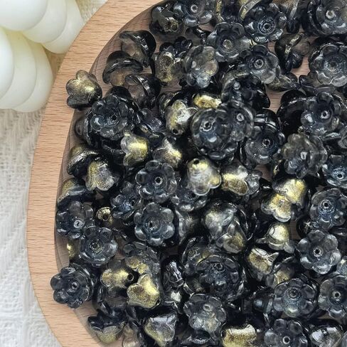 100 قطعة من خرز زهرة الجرس الزجاجية من LadayPoa لصنع المجوهرات، خرز زهرة البوق مختلط الألوان متدرج وشفاف لطيف للأساور لصنع الخرز الجمالي لهدايا تزيين القلادة DIY in Kuwait