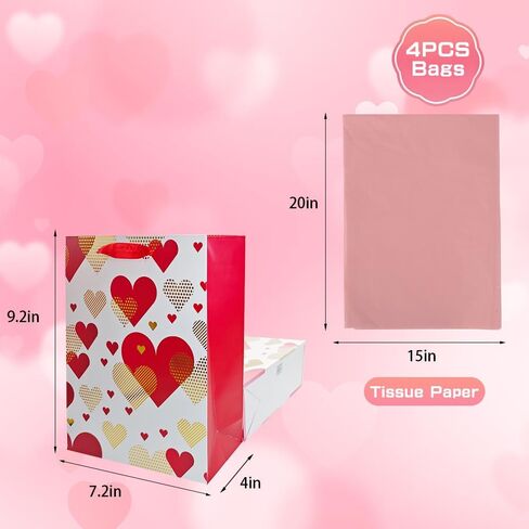 Colodeol 4 Pcs 9.2" Mother's Day Gift Bags with Tissue Paper，Medium Small Mothers Day Bag with Handles Floral Mothers Paper Treat Candy bags Bulk for Mom Grandma Wife Women in Kuwait